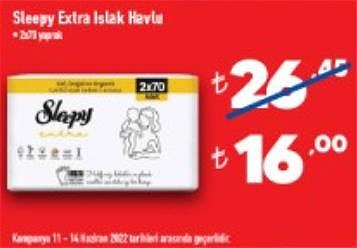 Sleepy Extra Islak Havlu 2x70 Yaprak image