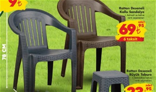 Rattan Desenli Kollu Sandalye 54x43x78 cm image