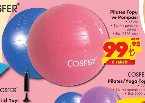 Cosfer Pilates Topu ve Pompası 65 cm image