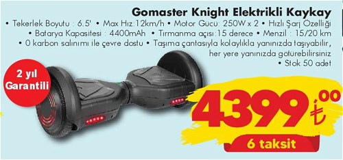 Gomaster Knight Elektrikli Kaykay 250Wx2 image