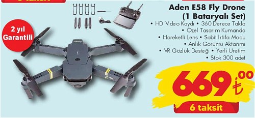 Aden E58 Fly Drone (1Bataryalı Set) image