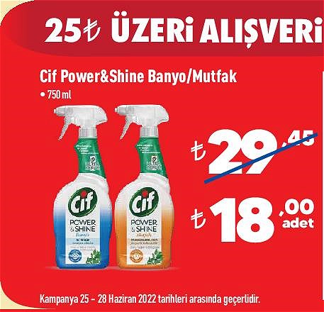 Şok Cif Power&Shine Banyo/Mutfak 750 ml