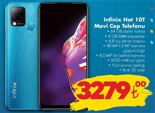 Infinix Hot 10T Mavi Cep Telefonu 64 GB image