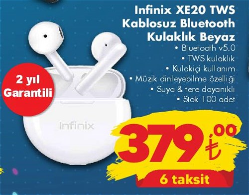 Infinix XE20 Tws Kablosuz Bluetooth Kulaklık Beyaz image