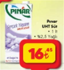 Pınar UHT Süt 1 lt %2.5 Yağlı image