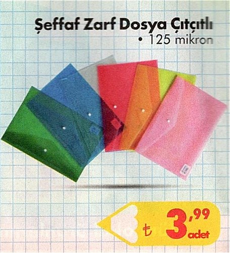 Şeffaf Zarf Dosya Çıtçıtlı 125 Mikron image