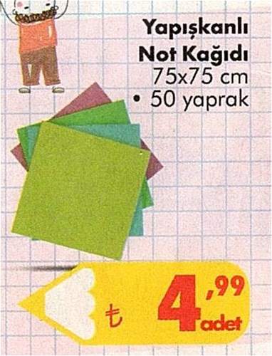 Yapışkanlı Not Kağıdı 75x75 cm 50 Yaprak image