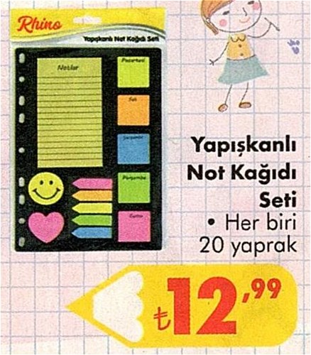 Yapışkanlı Not Kağıdı Seti image