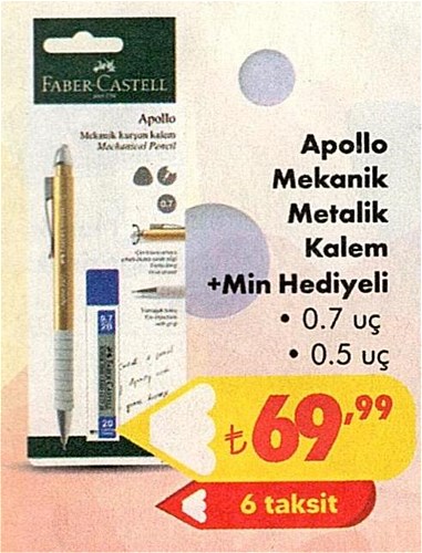 Faber Castell Apollo Mekanik Metalik Kalem+Min Hediyeli image