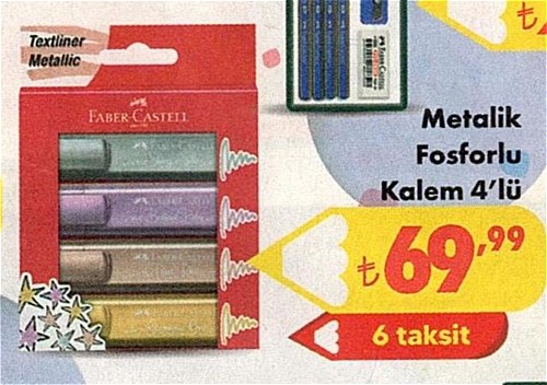 Faber Castell Metalik Fosforlu Kalem 4'lü image