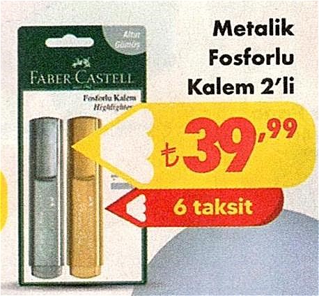 Faber Castell Metalik Fosforlu Kalem 2'li image