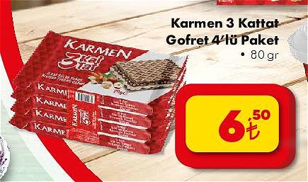 Karmen 3 Kattat Gofret 4'lü Paket 80 gr image