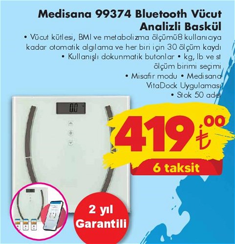 Medisana 99374 Bluetooth Vücut Analizli Baskül image