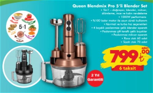 Queen Blendmix Pro 5'li Blender Set 1000 W image