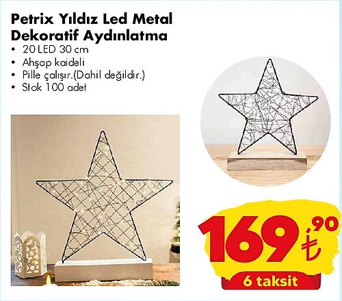 Petrix Yıldız Led Metal Dekoratif Aydınlatma image
