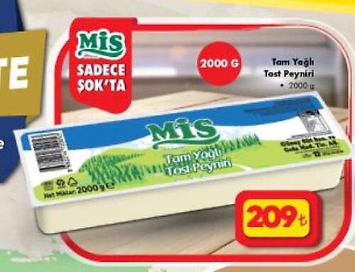 Mis Tam Yağlı Tost Peyniri 2000 g image