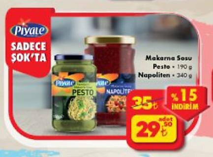 Piyale Makarna Sosu Pesto 190 g/Napoliten 340 g image