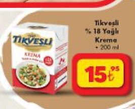 Tikveşli %18 Yağlı Krema 200 ml image