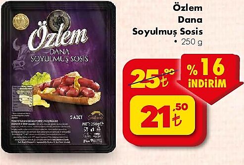 Özlem Dana Soyulmuş Sosis 250 g image