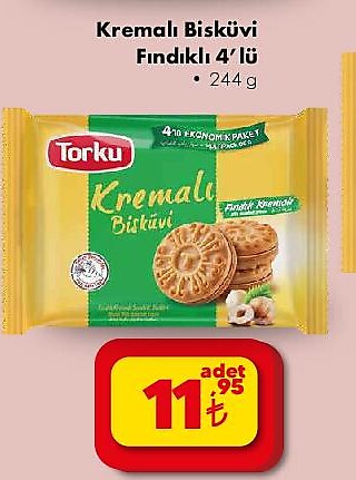 Torku Kremalı Bisküvi Fındıklı 4'lü 244 g image