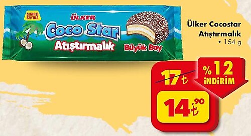 Ülker Cocostar Çikolata Atıştırmalık 154 g  image