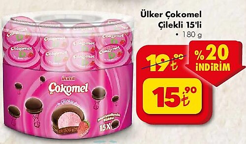 Ülker Çokomel Çilekli 15'li 180 g image