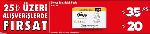 Sleepy Extra Islak Havlu 2x70 Adet image