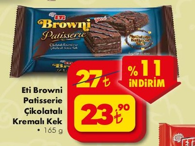 Şok Eti Browni Patisserie Çikolatalı Kremalı Kek 165 g