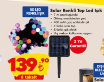 Solar Renkli Top Led Işık 7 m image