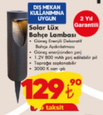 Solar Lüx Bahçe Lambası  image