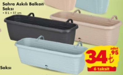 Sahra Askılı Balkon Saksı 8 L - 51 cm image