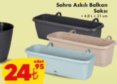 Sahra Askılı Balkon Saksı 4,8 L - 31 cm image