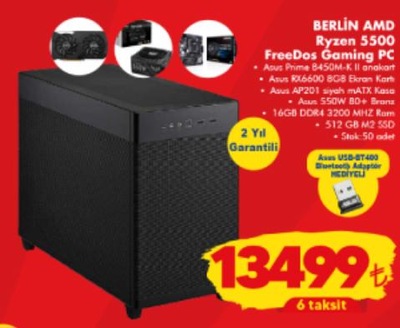 Asus Berlin AMD Ryzen 5500 FreeDos Gaming Pc image