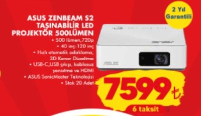 Asus Zenbeam S2 Taşınabilir Led Projektör 500Lümen image