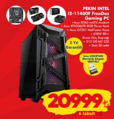 Asus Pekin Intel I5-11400F FreeDos Gaming Pc image