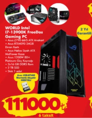 Asus World Intel I7-13900K FreeDos Gaming Pc image