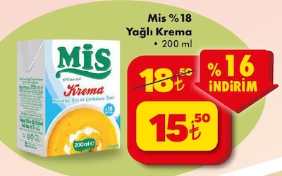 Mis %18 Yağlı Krema 200 ml image