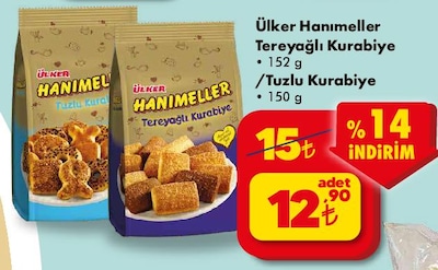 Ülker Hanımeller Tereyağlı Kurabiye 152 g / Tuzlu Kurabiye 150 g image