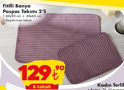 Fitilli Banyo Paspas Takımı 2'li image