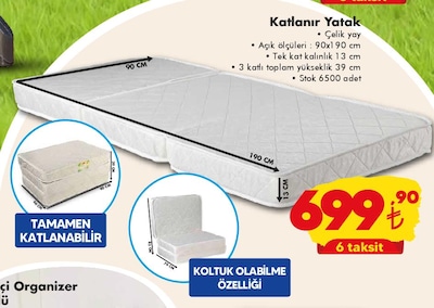 Katlanır Yatak 90x190 cm  image