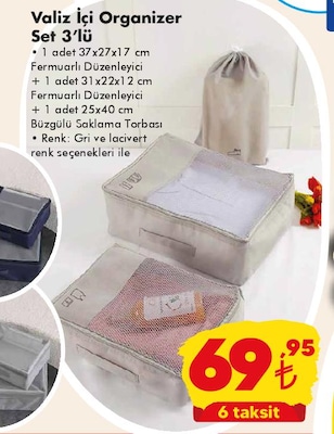 Valiz İçi Organizer Set 3'lü  image