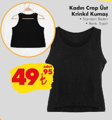 Kadın Crop Üst Krinkıl Kumaş image