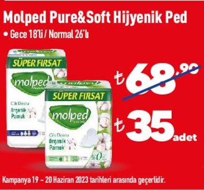 Molped Pure&Soft Hijyenik Ped Gece 18'li/Normal 26'lı image