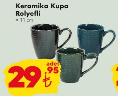 Keramika Kupa Rolyefli 11 cm  image