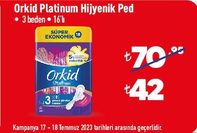 Orkid Platinum Hijyenik Ped 3 Beden 16'lı image