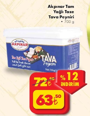 Akpınar Tam Yağlı Taze Tava Peyniri 700 g image