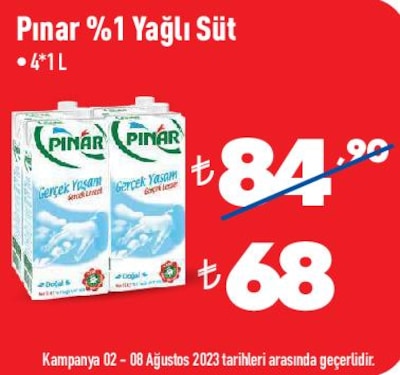 Pınar %1 Yağlı Süt 4x1 L image