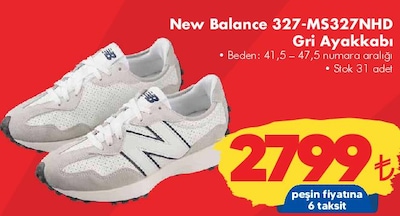 Şok New Balance 327-MS327NHD Gri Ayakkabı