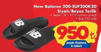 New Balance 200-SUF200K2D Siyah/Beyaz Terlik  image