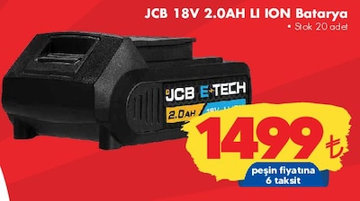 JCB 18V 2.0AH LI Ion Batarya image